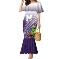 Personalized Manua High School Family Matching Mermaid Dress and Hawaiian Shirt Polynesian Tribal Pattern LT05 Mom's Dress Purple - Polynesian Pride