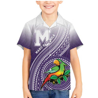 Personalized Manua High School Family Matching Mermaid Dress and Hawaiian Shirt Polynesian Tribal Pattern LT05 Son's Shirt Purple - Polynesian Pride