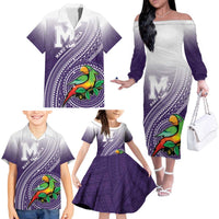 Personalized Manua High School Family Matching Off The Shoulder Long Sleeve Dress and Hawaiian Shirt Polynesian Tribal Pattern LT05 - Polynesian Pride