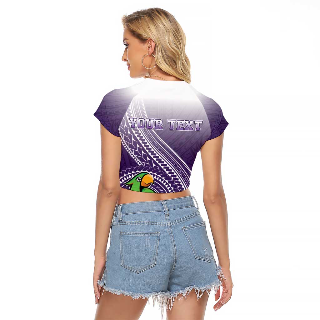Personalized Manua High School Raglan Cropped T Shirt Polynesian Tribal Pattern