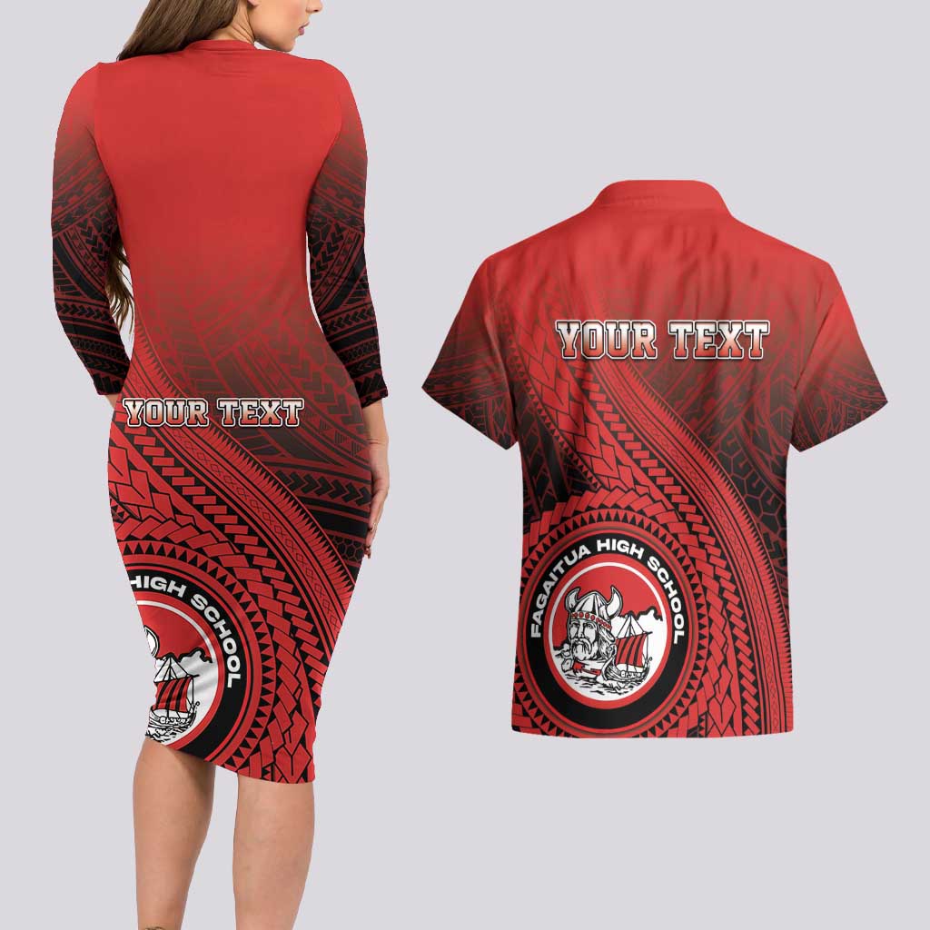 Personalized Fagaitua High School Couples Matching Long Sleeve Bodycon Dress and Hawaiian Shirt Polynesian Tribal Pattern LT05 - Polynesian Pride