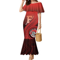 Personalized Fagaitua High School Family Matching Mermaid Dress and Hawaiian Shirt Polynesian Tribal Pattern LT05 Mom's Dress Red - Polynesian Pride