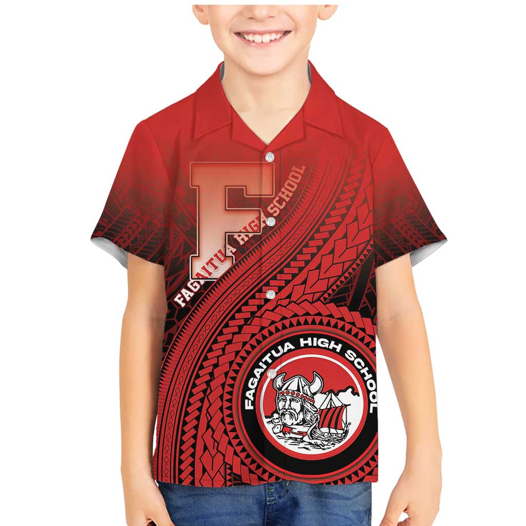 Personalized Fagaitua High School Family Matching Mermaid Dress and Hawaiian Shirt Polynesian Tribal Pattern LT05 Son's Shirt Red - Polynesian Pride