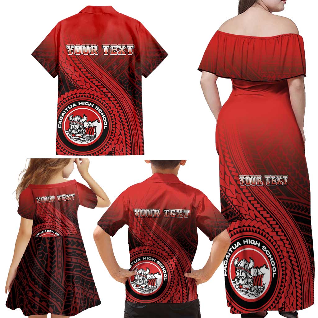 Personalized Fagaitua High School Family Matching Off Shoulder Maxi Dress and Hawaiian Shirt Polynesian Tribal Pattern LT05 - Polynesian Pride
