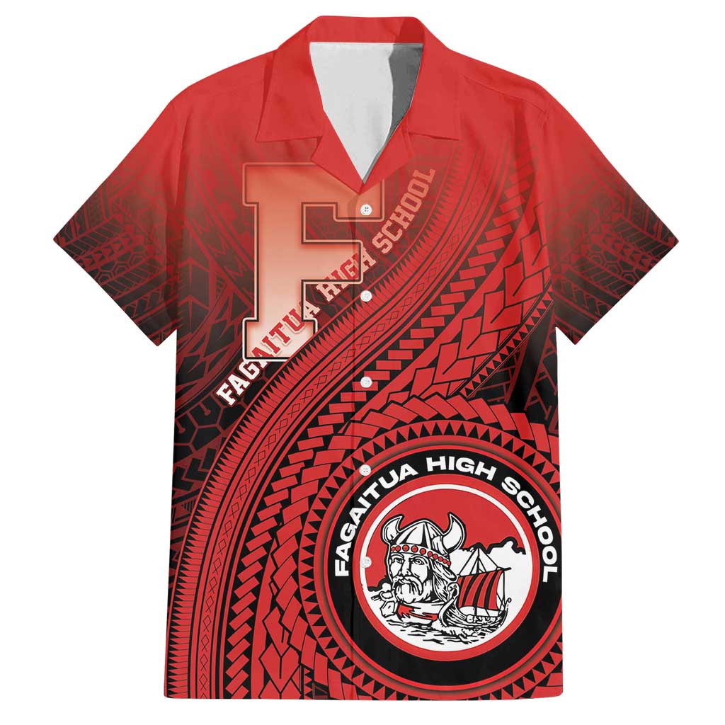 Personalized Fagaitua High School Family Matching Off Shoulder Maxi Dress and Hawaiian Shirt Polynesian Tribal Pattern LT05 Dad's Shirt - Short Sleeve Red - Polynesian Pride