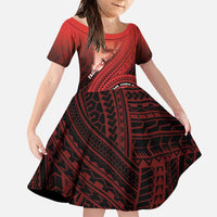 Personalized Fagaitua High School Family Matching Puletasi and Hawaiian Shirt Polynesian Tribal Pattern LT05 Daughter's Dress Red - Polynesian Pride