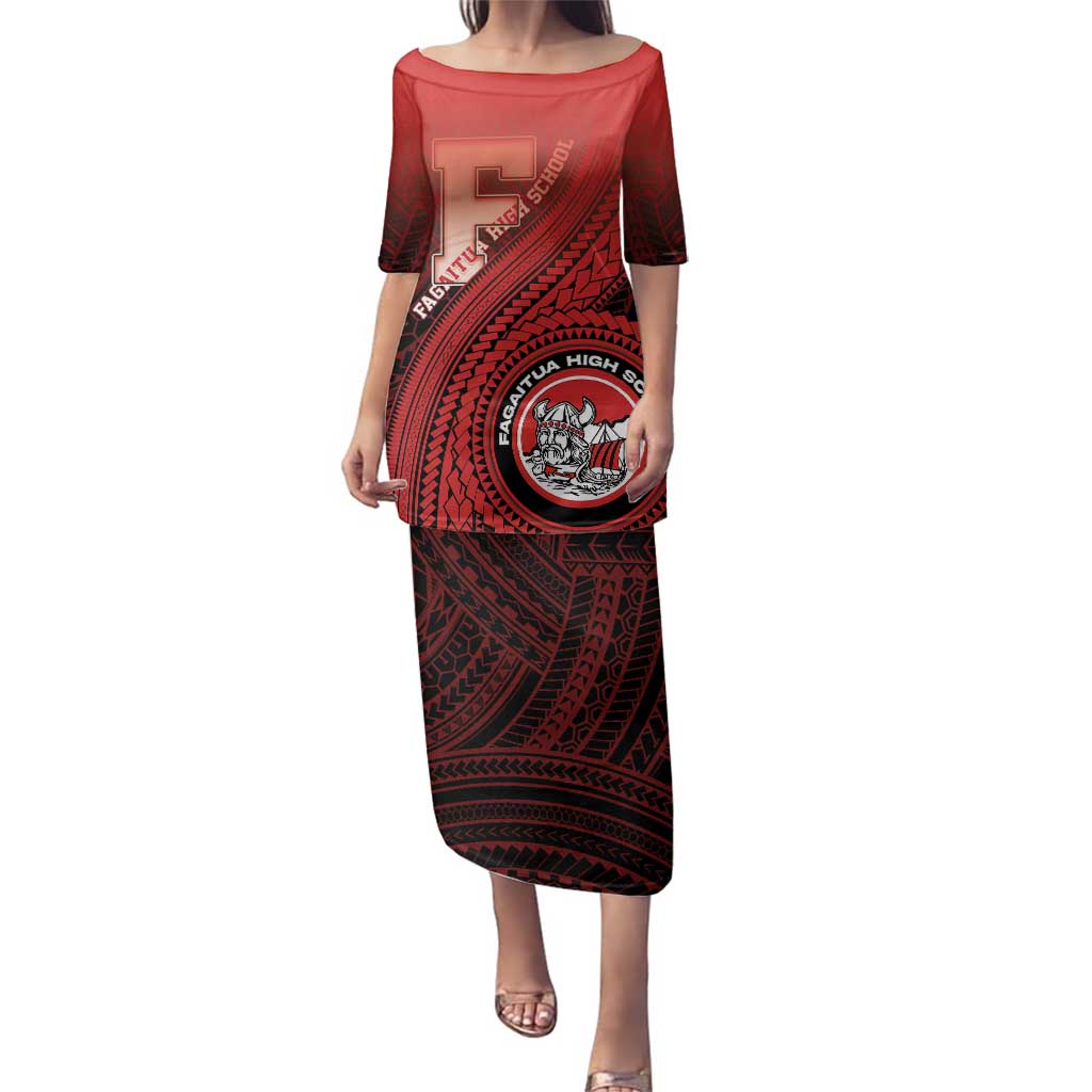 Personalized Fagaitua High School Family Matching Puletasi and Hawaiian Shirt Polynesian Tribal Pattern LT05 Mom's Dress Red - Polynesian Pride