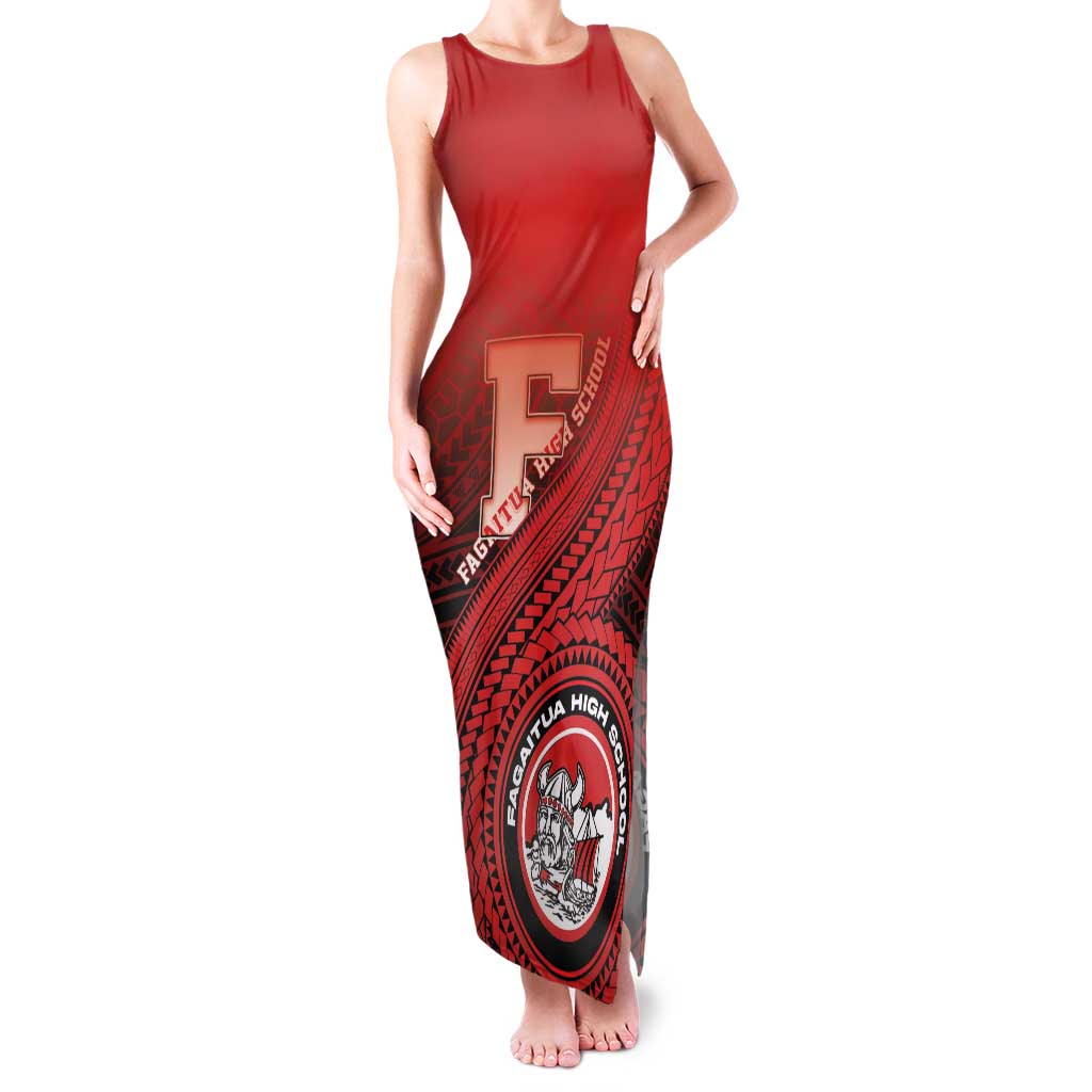 Personalized Fagaitua High School Family Matching Tank Maxi Dress and Hawaiian Shirt Polynesian Tribal Pattern LT05 Mom's Dress Red - Polynesian Pride