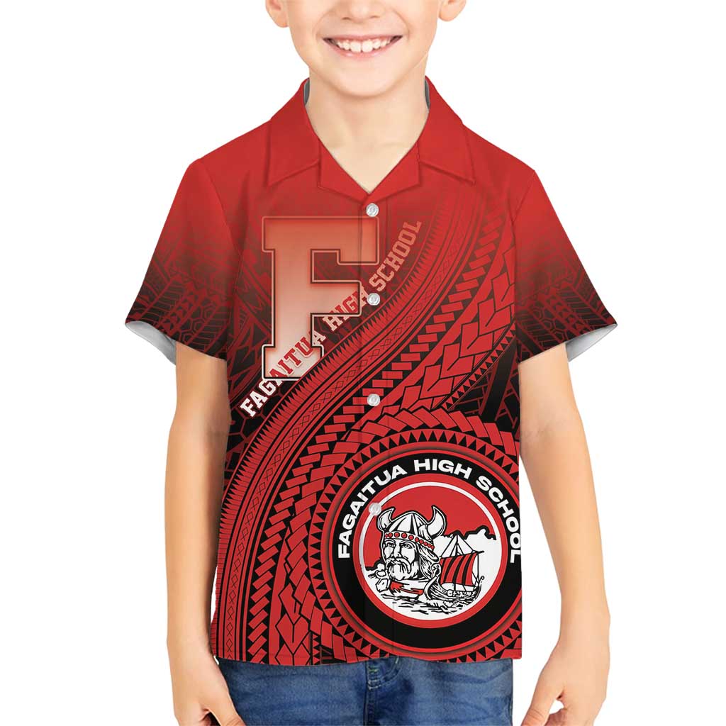 Personalized Fagaitua High School Family Matching Tank Maxi Dress and Hawaiian Shirt Polynesian Tribal Pattern LT05 Son's Shirt Red - Polynesian Pride