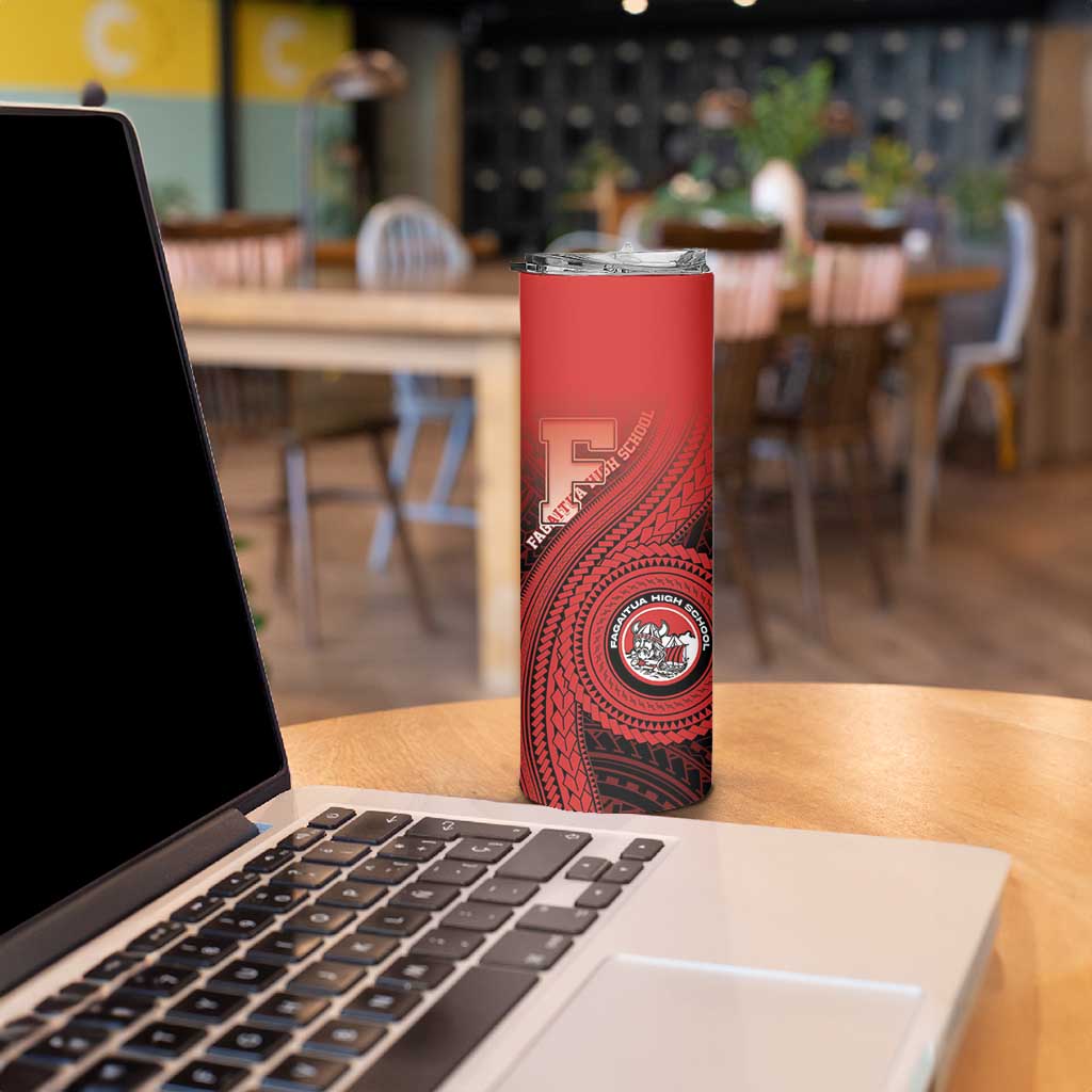 Personalized Fagaitua High School Skinny Tumbler Polynesian Tribal Pattern