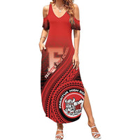Personalized Fagaitua High School Summer Maxi Dress Polynesian Tribal Pattern LT05 Women Red - Polynesian Pride