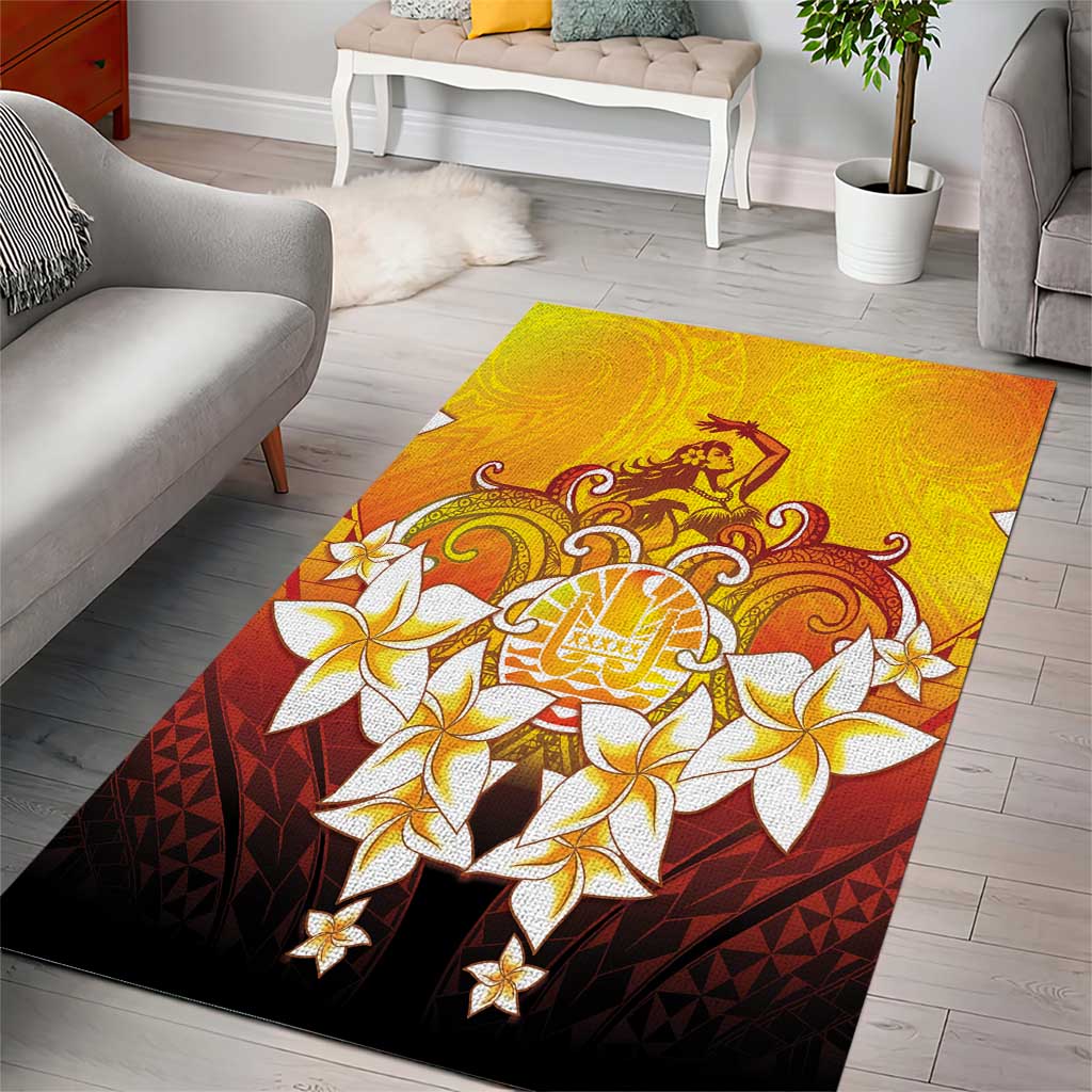Tahiti Heiva Festival Area Rug Tahitian Vahine Plumeria Flowers LT05 - Polynesian Pride