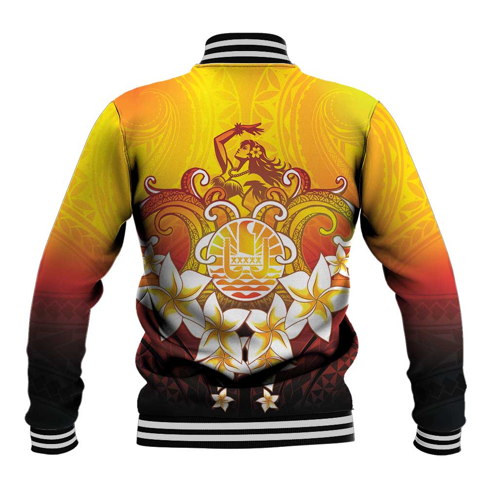 Tahiti Heiva Festival Baseball Jacket Tahitian Vahine Plumeria Flowers LT05 - Polynesian Pride