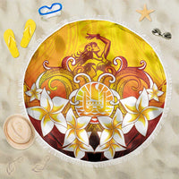 Tahiti Heiva Festival Beach Blanket Tahitian Vahine Plumeria Flowers LT05 One Size 150cm Yellow - Polynesian Pride