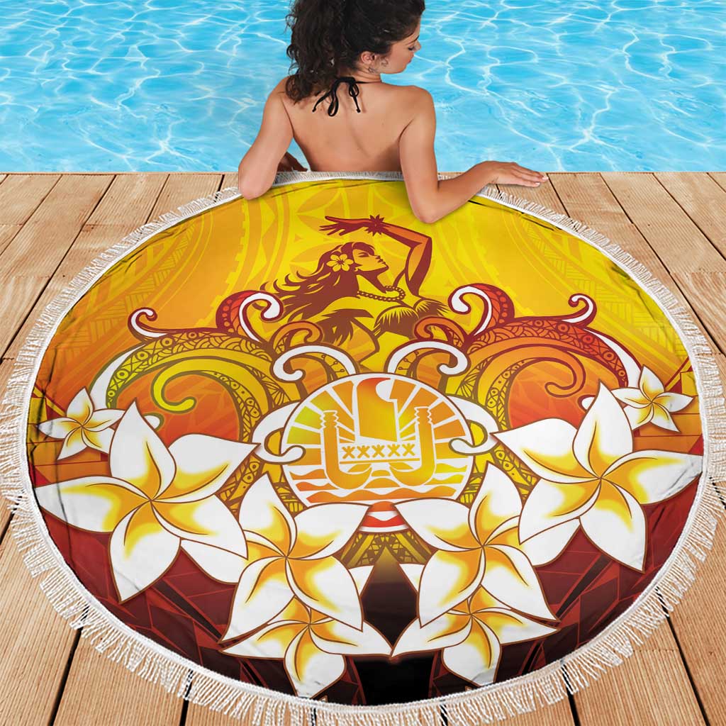 Tahiti Heiva Festival Beach Blanket Tahitian Vahine Plumeria Flowers LT05 - Polynesian Pride