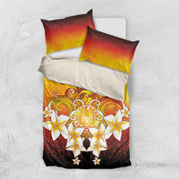 Tahiti Heiva Festival Bedding Set Tahitian Vahine Plumeria Flowers LT05 US Twin 172cm x 218cm Yellow - Polynesian Pride