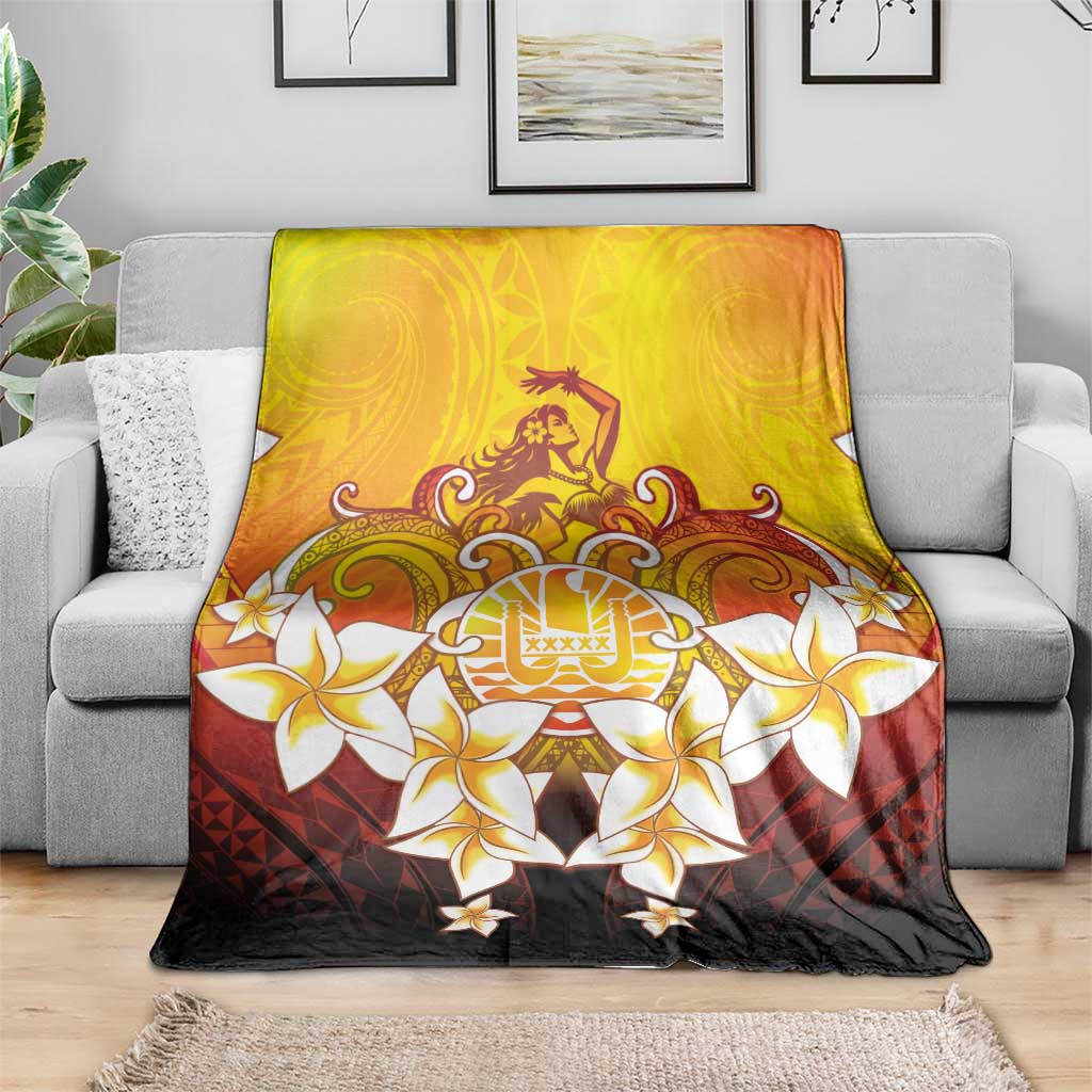 Tahiti Heiva Festival Blanket Tahitian Vahine Plumeria Flowers LT05 - Polynesian Pride