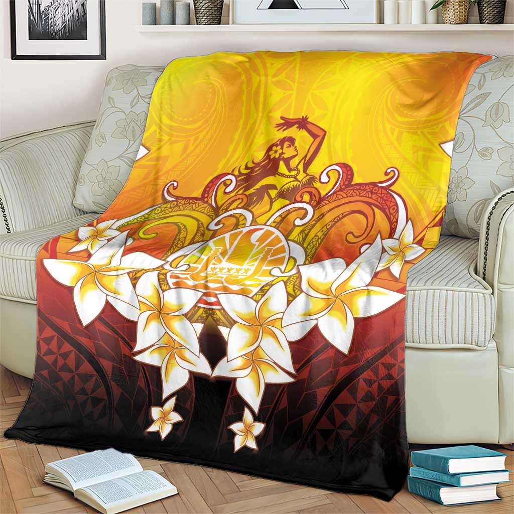Tahiti Heiva Festival Blanket Tahitian Vahine Plumeria Flowers LT05 - Polynesian Pride