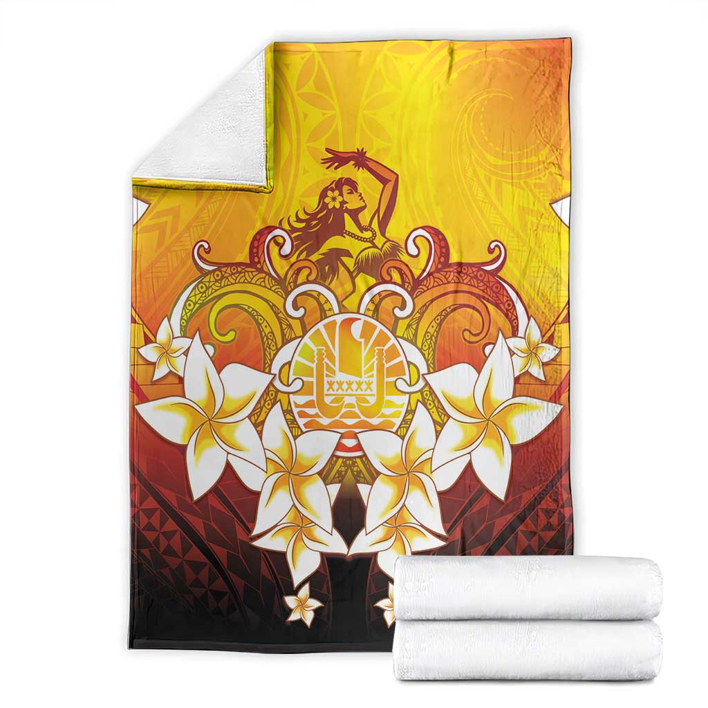 Tahiti Heiva Festival Blanket Tahitian Vahine Plumeria Flowers LT05 - Polynesian Pride