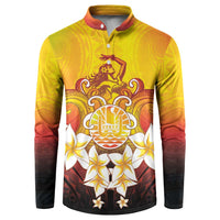 Tahiti Heiva Festival Button Sweatshirt Tahitian Vahine Plumeria Flowers LT05 Yellow - Polynesian Pride