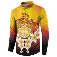 Tahiti Heiva Festival Button Sweatshirt Tahitian Vahine Plumeria Flowers LT05 - Polynesian Pride