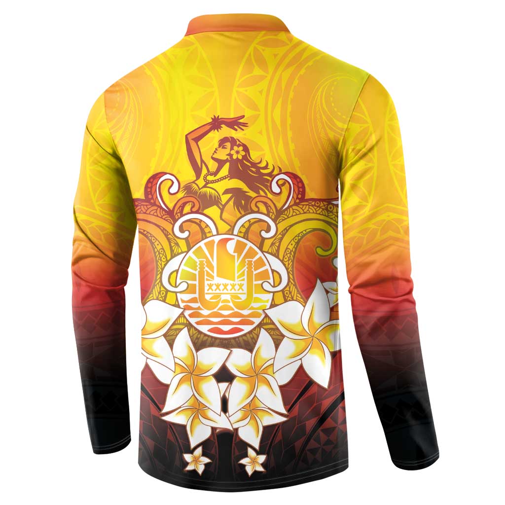 Tahiti Heiva Festival Button Sweatshirt Tahitian Vahine Plumeria Flowers LT05 - Polynesian Pride