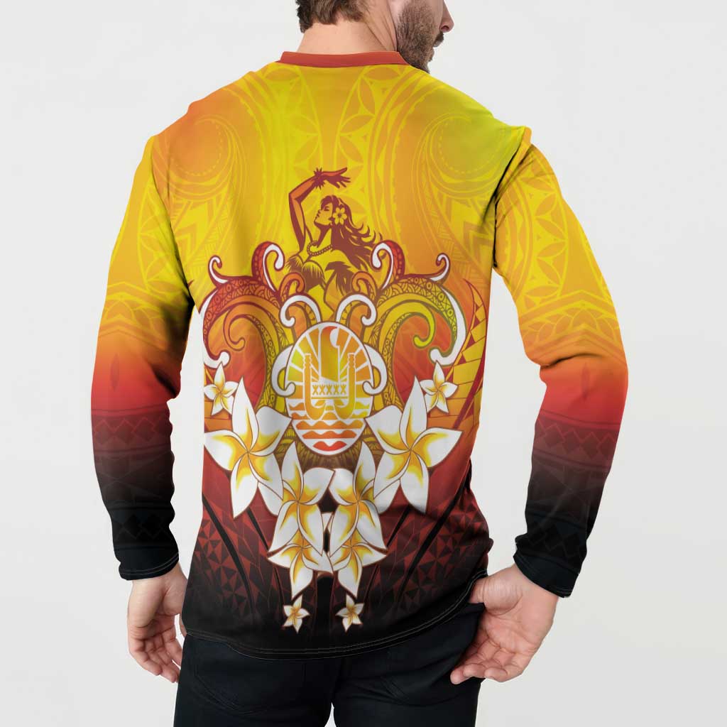 Tahiti Heiva Festival Button Sweatshirt Tahitian Vahine Plumeria Flowers LT05 - Polynesian Pride
