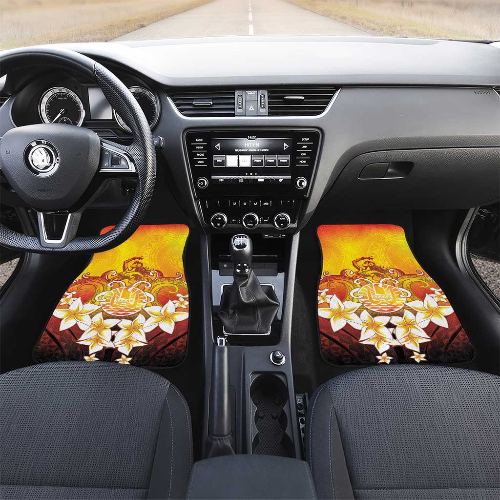 Tahiti Heiva Festival Car Mats Tahitian Vahine Plumeria Flowers LT05 Set 2pcs - Front Yellow - Polynesian Pride