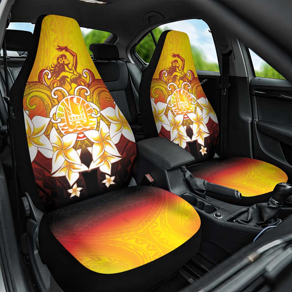 Tahiti Heiva Festival Car Seat Cover Tahitian Vahine Plumeria Flowers LT05 One Size Yellow - Polynesian Pride