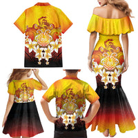 Tahiti Heiva Festival Family Matching Mermaid Dress and Hawaiian Shirt Tahitian Vahine Plumeria Flowers LT05 - Polynesian Pride