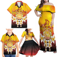 Tahiti Heiva Festival Family Matching Off Shoulder Maxi Dress and Hawaiian Shirt Tahitian Vahine Plumeria Flowers LT05 - Polynesian Pride