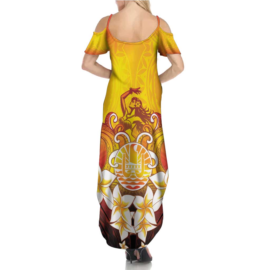 Tahiti Heiva Festival Family Matching Summer Maxi Dress and Hawaiian Shirt Tahitian Vahine Plumeria Flowers LT05 - Polynesian Pride