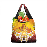 Tahiti Heiva Festival Grocery Bag Tahitian Vahine Plumeria Flowers LT05 1-pack One Size Yellow - Polynesian Pride