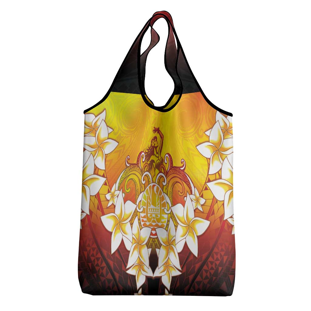 Tahiti Heiva Festival Grocery Bag Tahitian Vahine Plumeria Flowers LT05 - Polynesian Pride