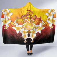 Tahiti Heiva Festival Hooded Blanket Tahitian Vahine Plumeria Flowers LT05 One Size Yellow - Polynesian Pride