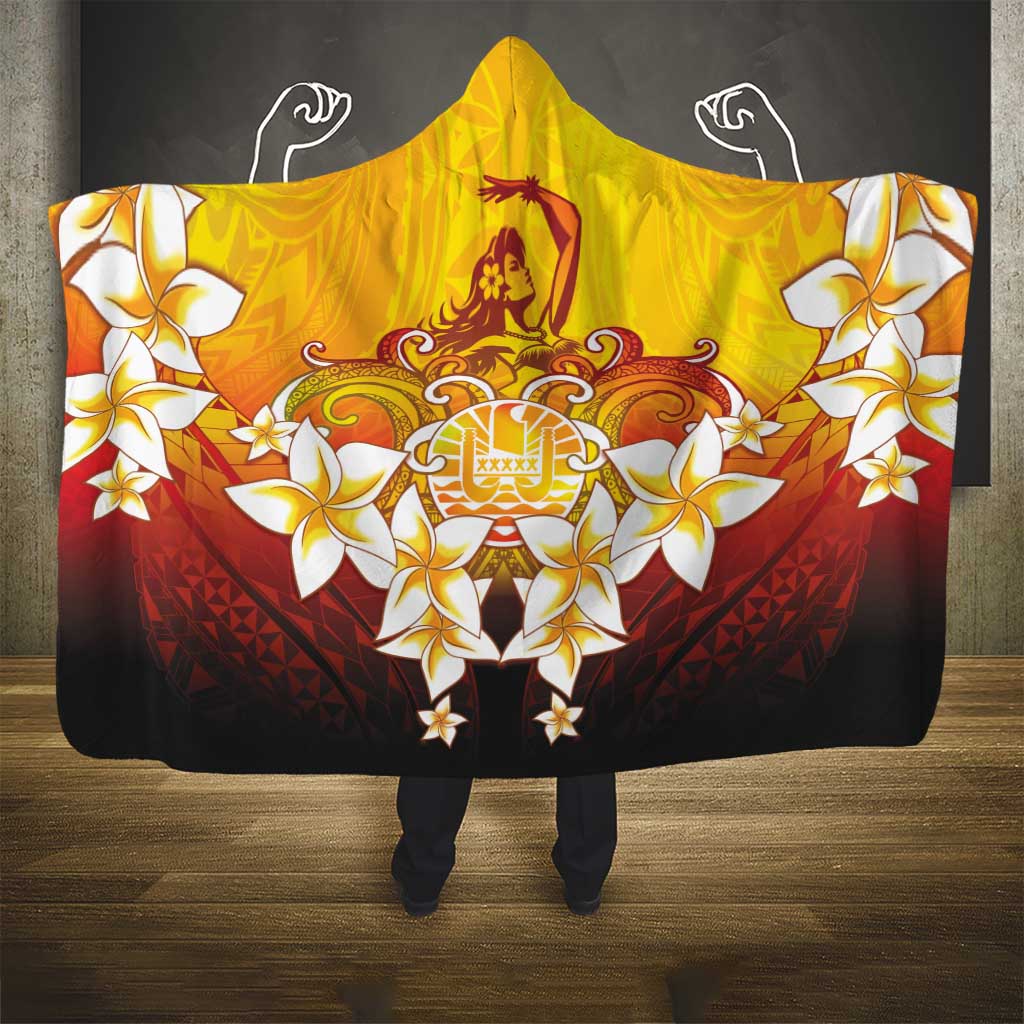 Tahiti Heiva Festival Hooded Blanket Tahitian Vahine Plumeria Flowers LT05 - Polynesian Pride