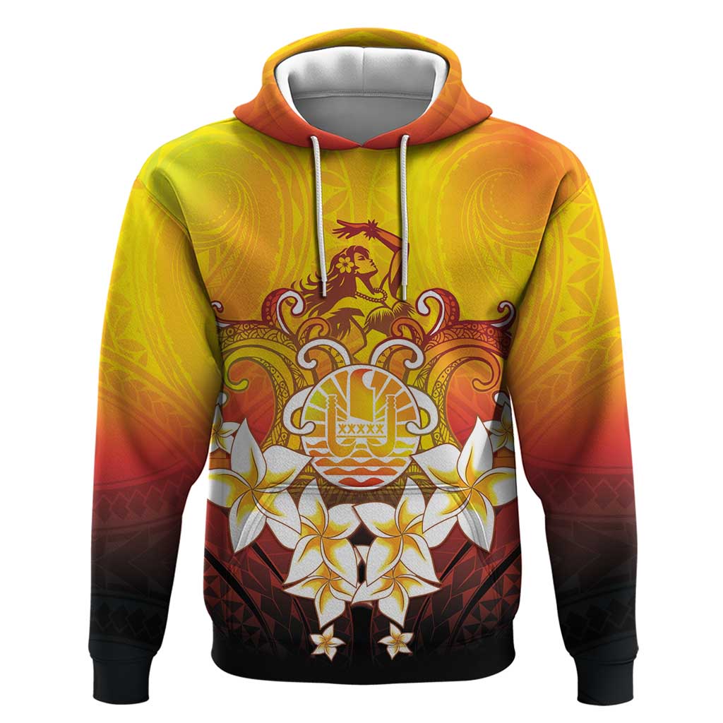 Tahiti Heiva Festival Hoodie Tahitian Vahine Plumeria Flowers LT05 Pullover Hoodie Yellow - Polynesian Pride