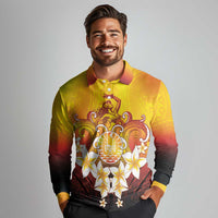 Tahiti Heiva Festival Long Sleeve Polo Shirt Tahitian Vahine Plumeria Flowers LT05 - Polynesian Pride