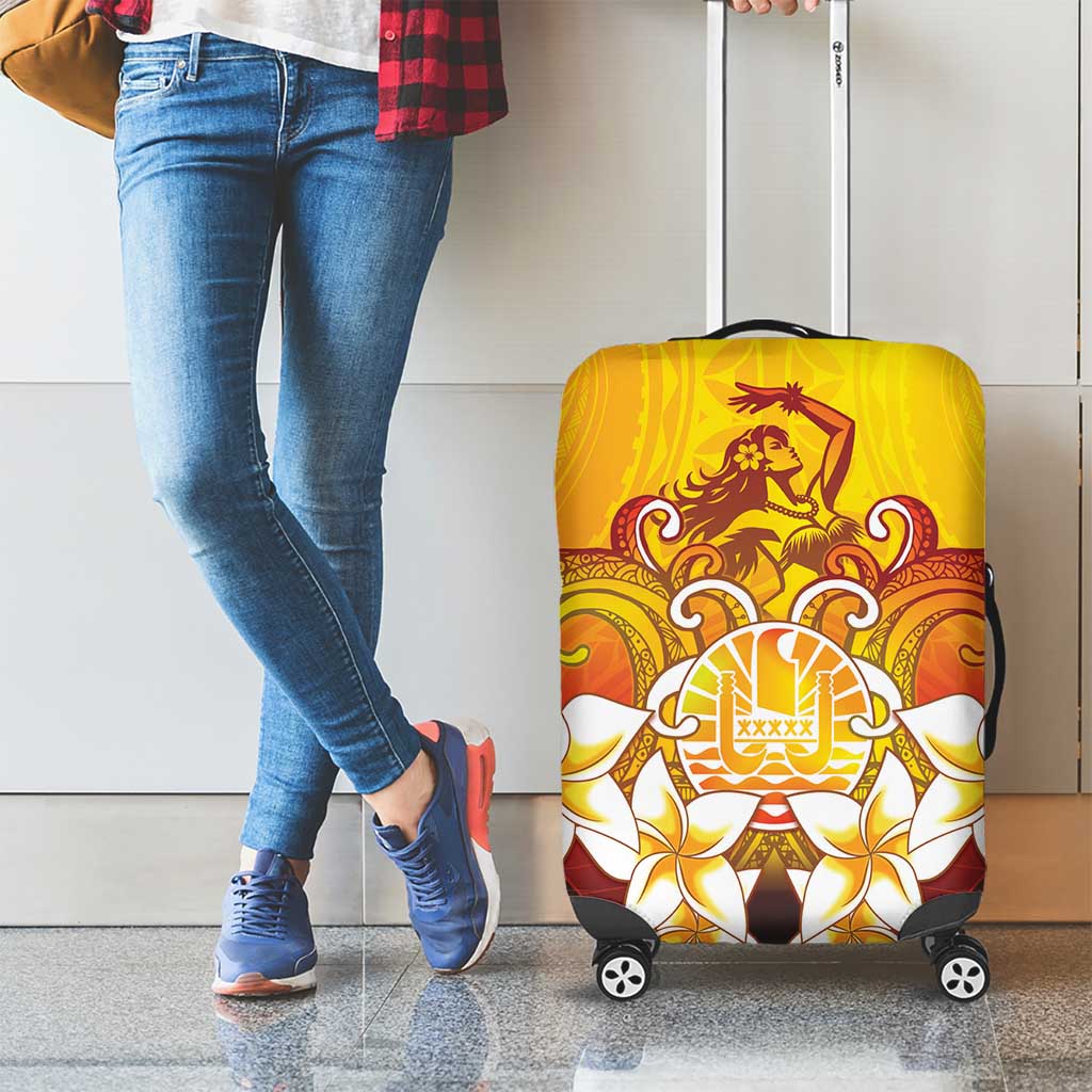 Tahiti Heiva Festival Luggage Cover Tahitian Vahine Plumeria Flowers LT05 - Polynesian Pride