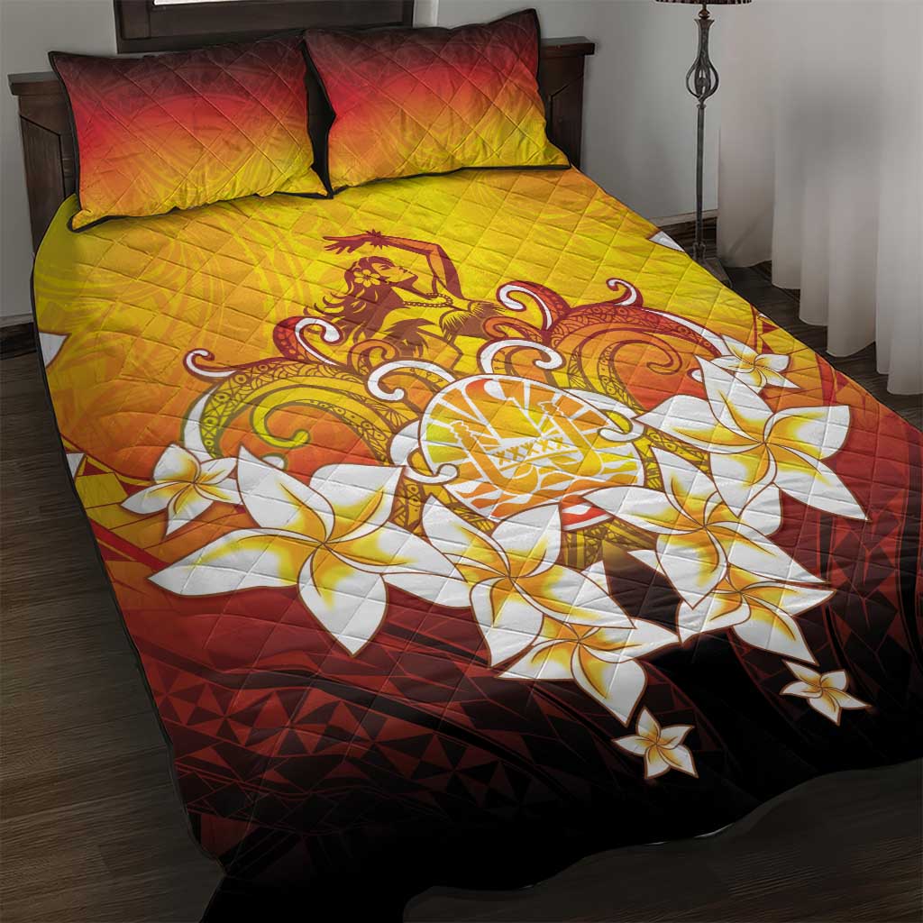 Tahiti Heiva Festival Quilt Bed Set Tahitian Vahine Plumeria Flowers LT05 Yellow - Polynesian Pride