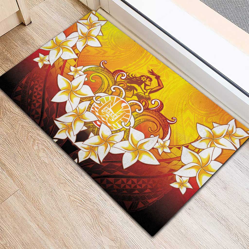 Tahiti Heiva Festival Rubber Doormat Tahitian Vahine Plumeria Flowers LT05 - Polynesian Pride