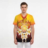 Tahiti Heiva Festival Scrub Top Tahitian Vahine Plumeria Flowers LT05 - Polynesian Pride