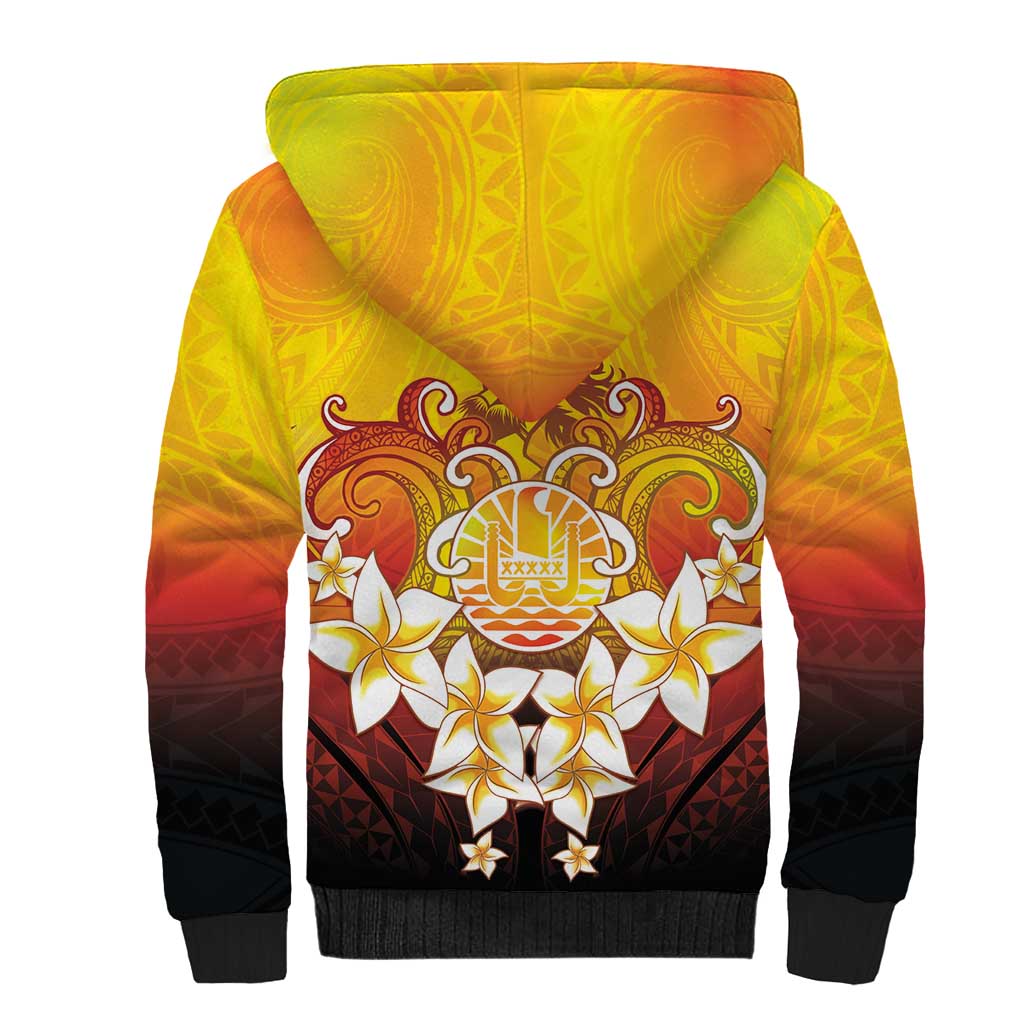 Tahiti Heiva Festival Sherpa Hoodie Tahitian Vahine Plumeria Flowers LT05 - Polynesian Pride