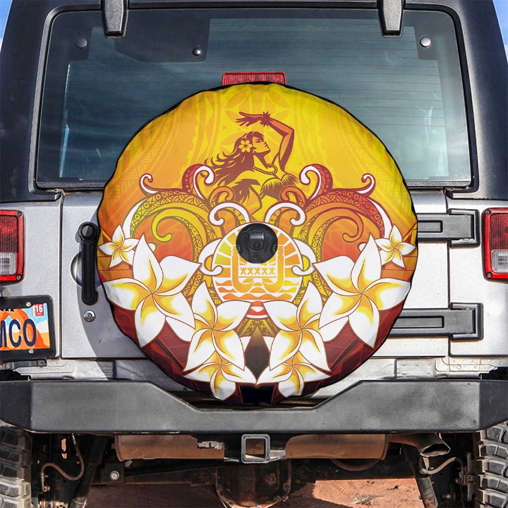 Tahiti Heiva Festival Spare Tire Cover Tahitian Vahine Plumeria Flowers LT05 Yellow - Polynesian Pride