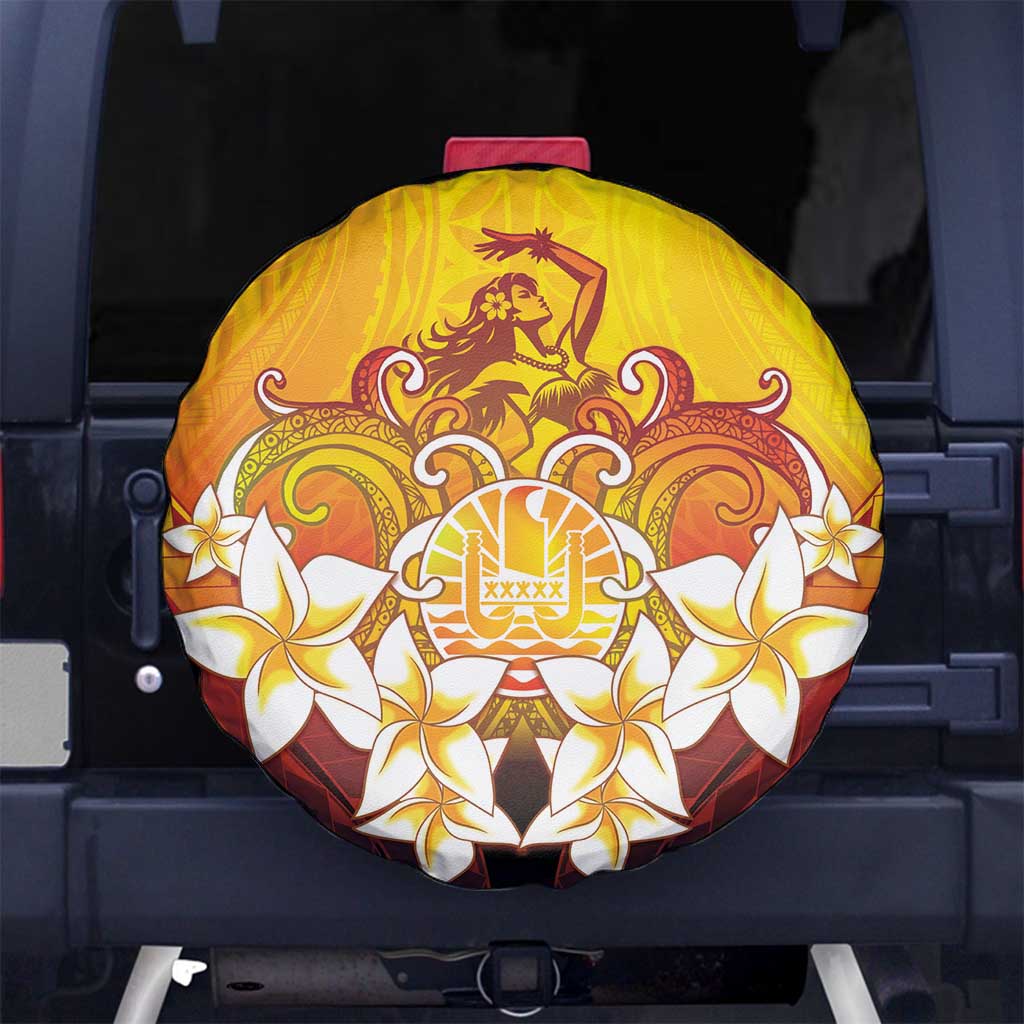 Tahiti Heiva Festival Spare Tire Cover Tahitian Vahine Plumeria Flowers LT05 No hole Yellow - Polynesian Pride