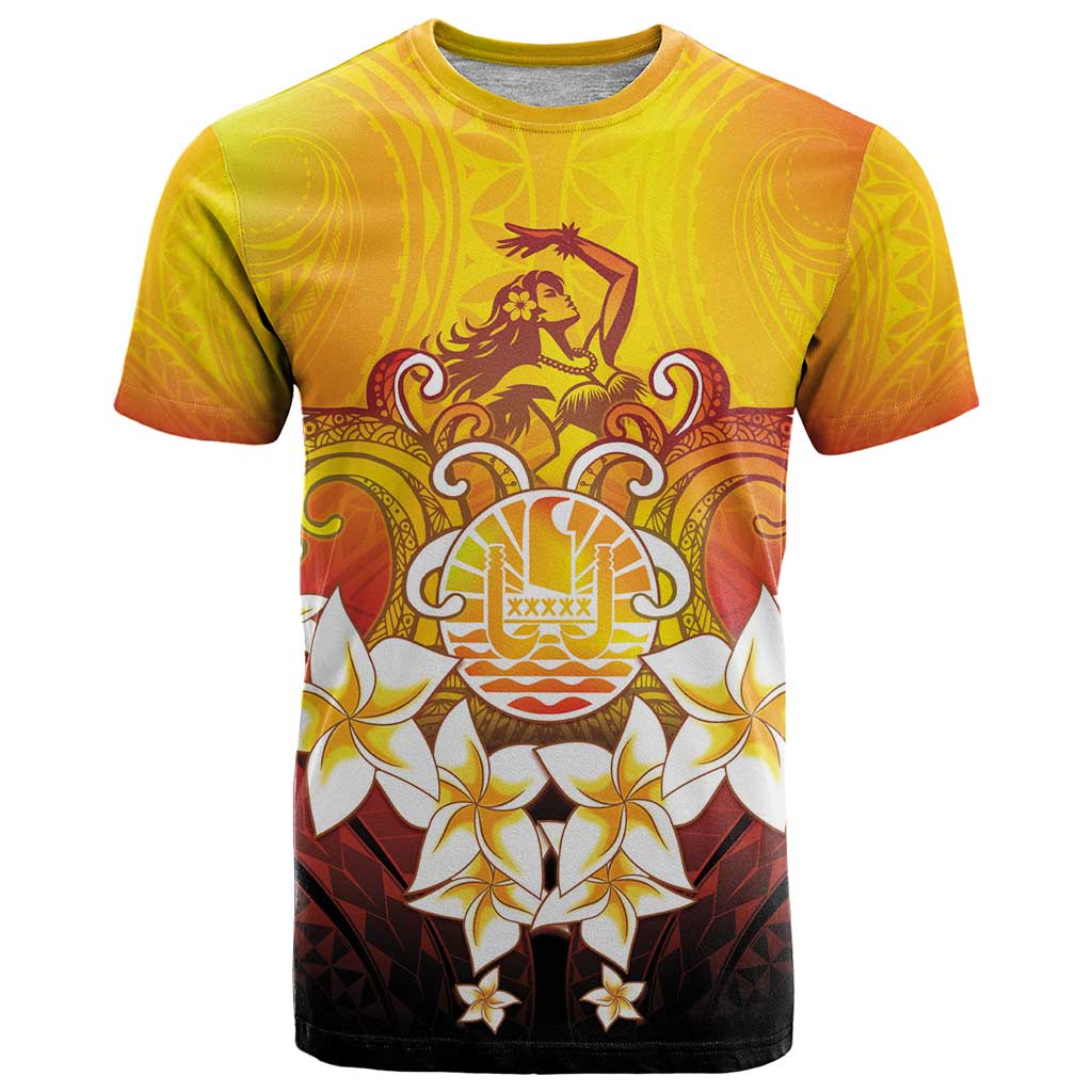 Tahiti Heiva Festival T Shirt Tahitian Vahine Plumeria Flowers LT05 Yellow - Polynesian Pride