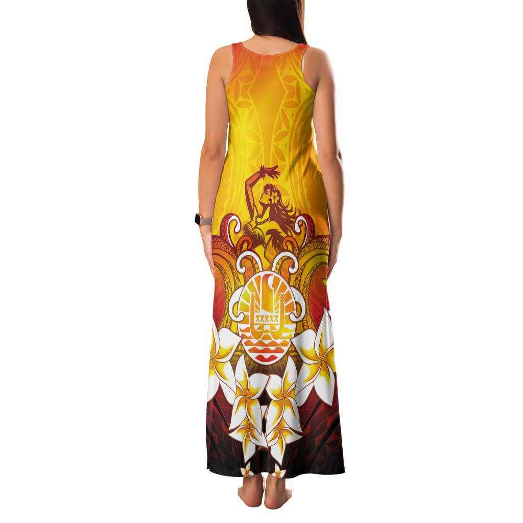Tahiti Heiva Festival Tank Maxi Dress Tahitian Vahine Plumeria Flowers LT05 - Polynesian Pride