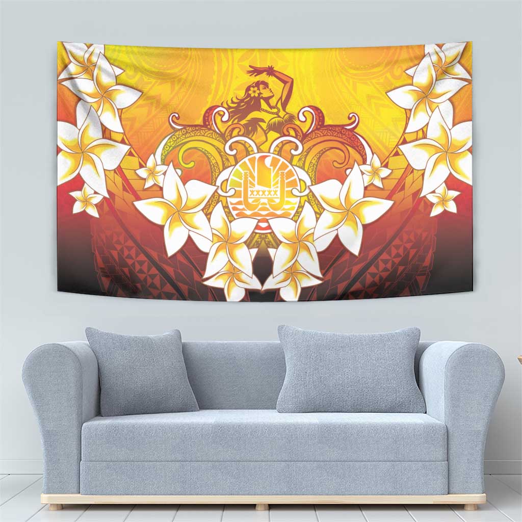 Tahiti Heiva Festival Tapestry Tahitian Vahine Plumeria Flowers LT05 - Polynesian Pride