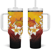 Tahiti Heiva Festival Tumbler With Handle Tahitian Vahine Plumeria Flowers LT05 One Size: 40 oz Yellow - Polynesian Pride