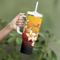 Tahiti Heiva Festival Tumbler With Handle Tahitian Vahine Plumeria Flowers LT05 - Polynesian Pride